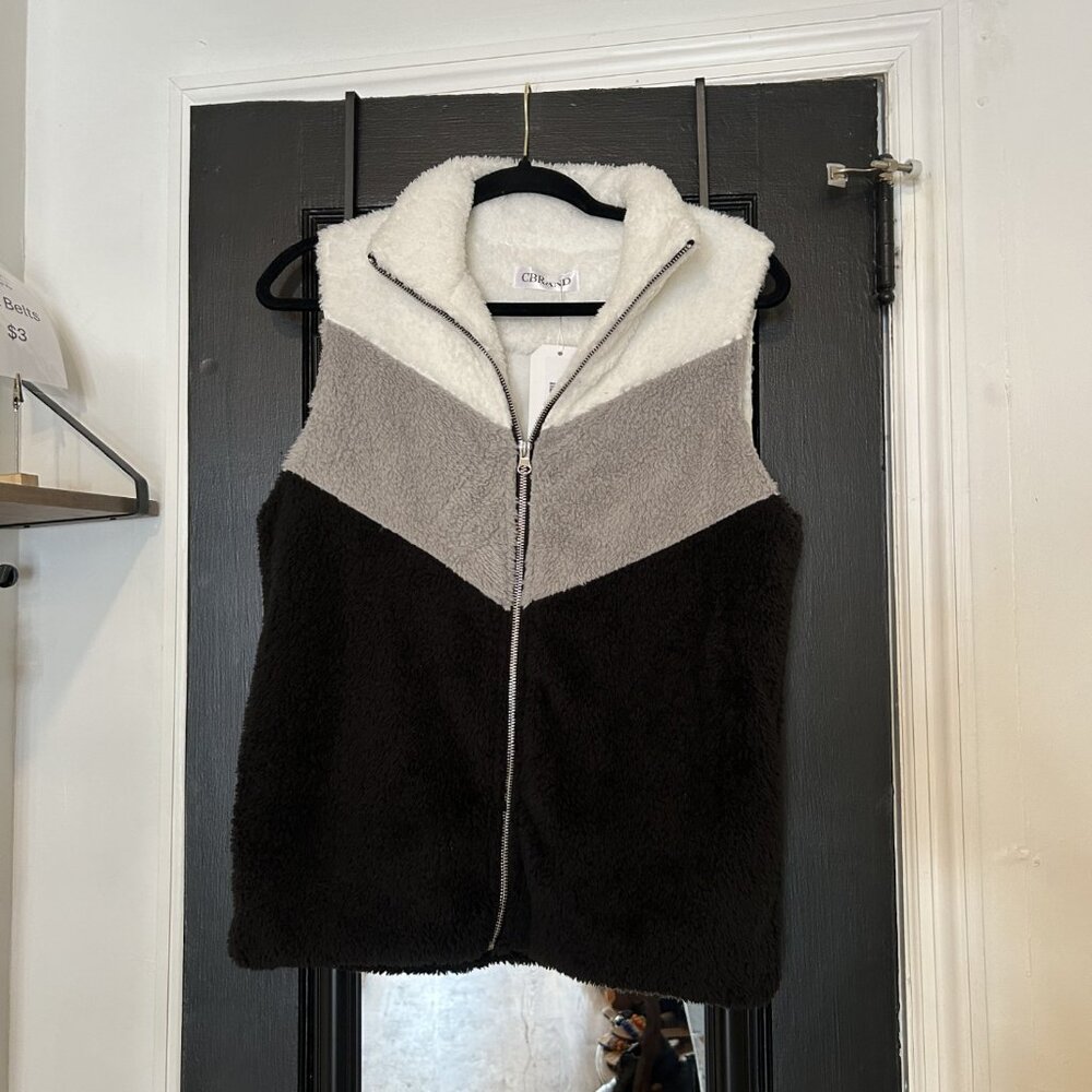 CBRAND Fuzzy Vest Black, Gray & White